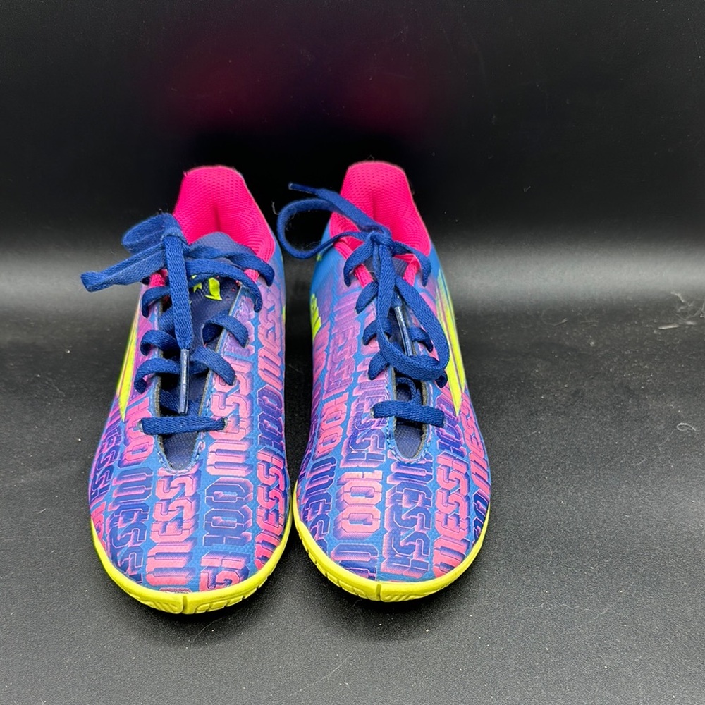 pink purple blue green Adidas x Messi indoor soccer cleats size 1 - Picture 2 of 7